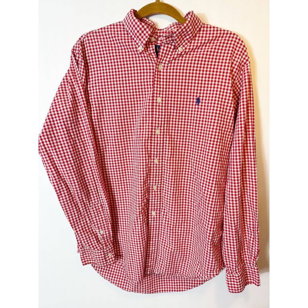 Ralph Lauren Mens Classic Fit Shirt Button‎ Down Red White Checked Large